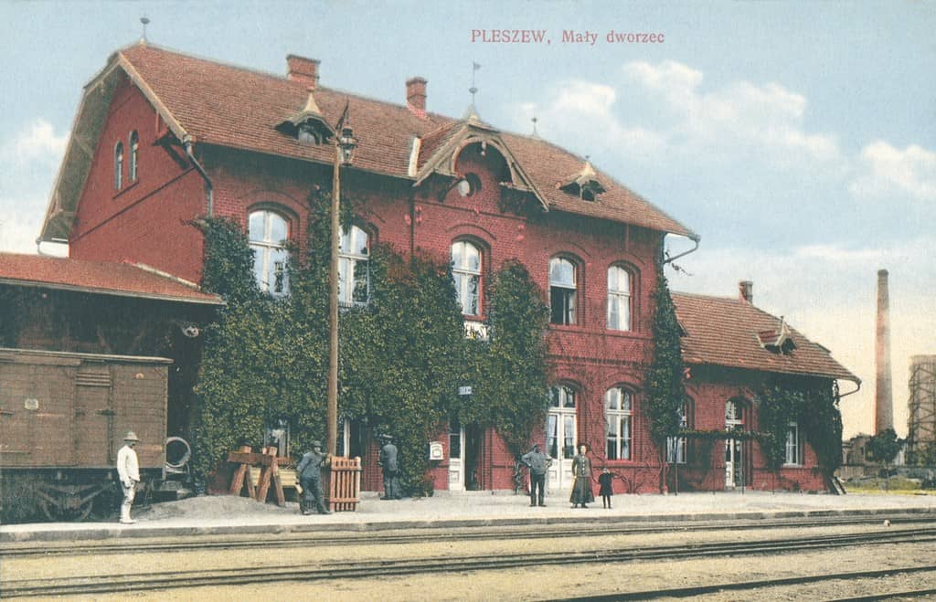 Dworzec PKP w Pleszewie ok 1910 roku